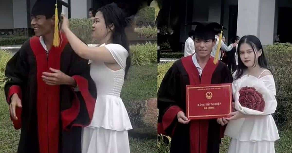 Nữ sinh khoác áo cử nhân cho người cha thợ hồ ngày tốt nghiệp khiến người xem xúc động