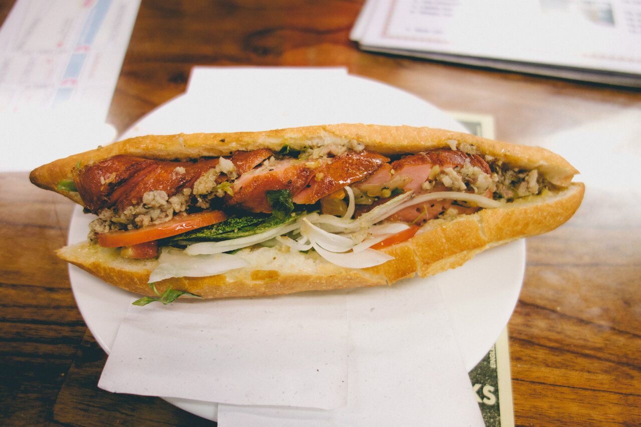 The delicious Bahn Mi from Bánh Mì Phượng restaurant in Hoi An.