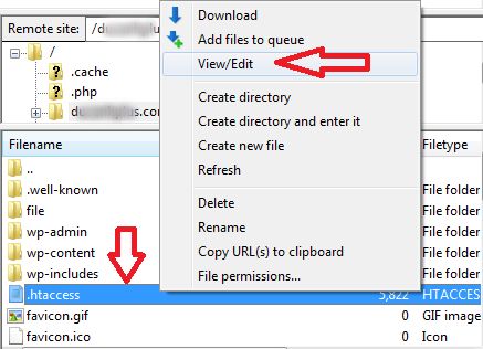sử dụng FTP xử lý khi file .htaccess của WordPress bị lỗi - Buoc 3