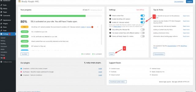 hoàn tất kích hoạt SSL