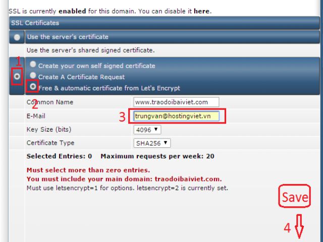 Cài đặt SSL miễn phí Let's Encrypt