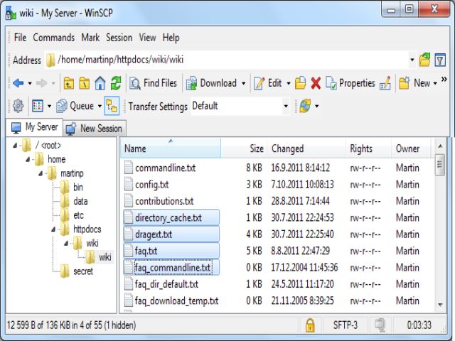 Giao diện WinSCP