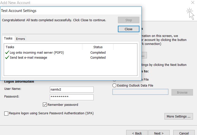 dang nhap mail cong ty test accoun