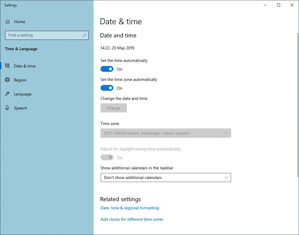 Kiem tra System Time and Date tren Chrome