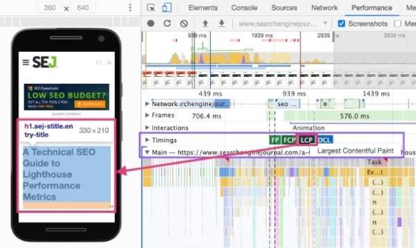 Cách xác định LCP bằng cách sử dụng Chrome DevTools