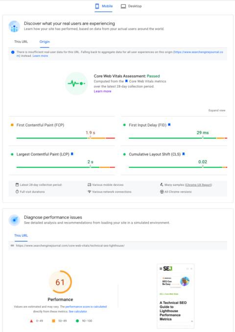 Cách vận hành Lighthouse Tests dối với báo cáo one-off: PageSpeed Insights.