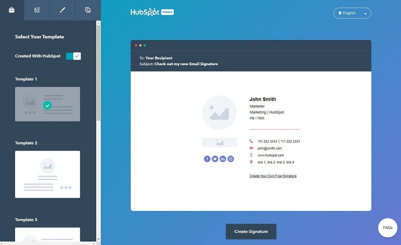 tạo chữ ký email chuyên nghiệp với Hubspot bước 2