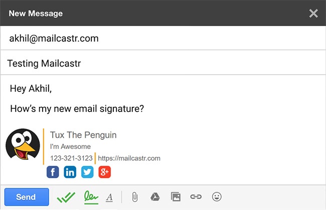 tạo chữ ký email chuyên nghiệp với Mailcastr.com