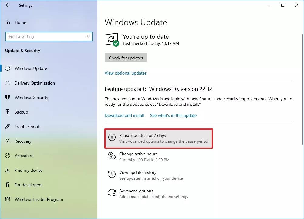 Cach tat tu dong update Windows trong Setting