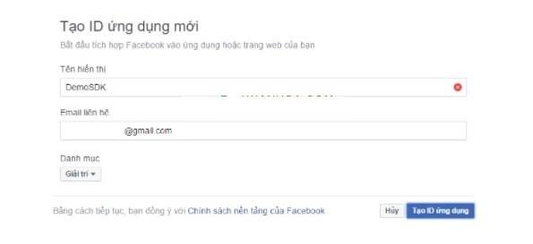 tích hợp Facebook SDK vào ứng dụng Android bước 1 - Tạo ID ứng dụng mới