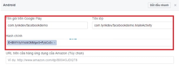tích hợp Facebook SDK vào ứng dụng Android bước 3 - cài đặt thông tin