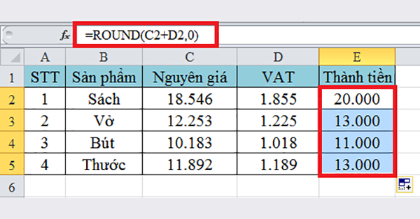 Hướng dẫn cách làm tròn số tiền cực đơn giản trong Excel