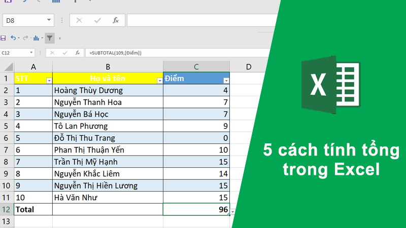 5 cách tính tổng trong Excel nhanh nhất, đơn giản, ai cũng làm được