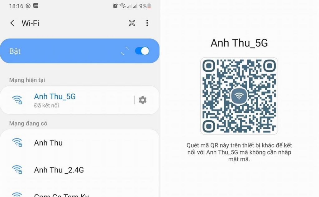 Mẹo share password wifi bằng QR code trên điện thoại Samsung và android