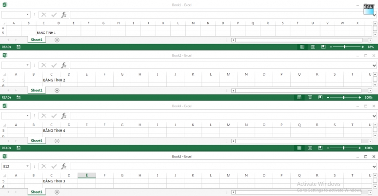 Sắp xếp nhiều cửa sổ làm việc trên Excel cùng lúc