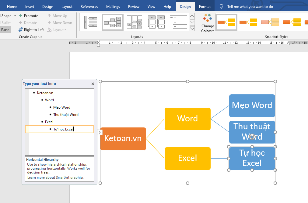 Cách sử dụng công cụ SmartArt để vẽ biều đồ trong Word