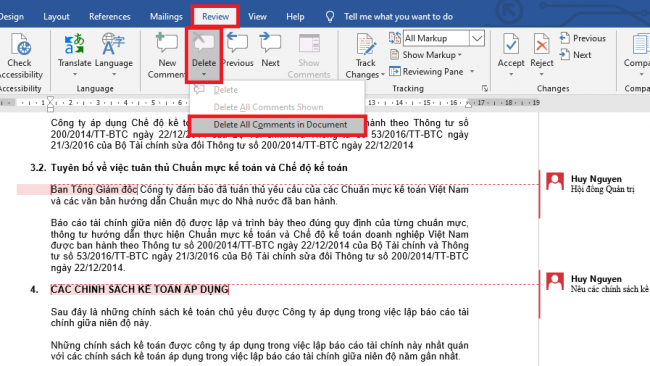 Hướng dẫn cách ẩn, xóa Comments trong Microsoft Word