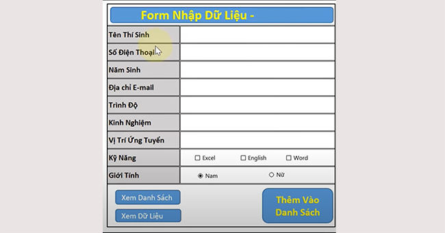 Mách bạn các bước tạo form nhập liệu trong Excel