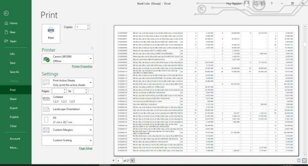 Mẹo in nhiều sheet cùng lúc trong Excel