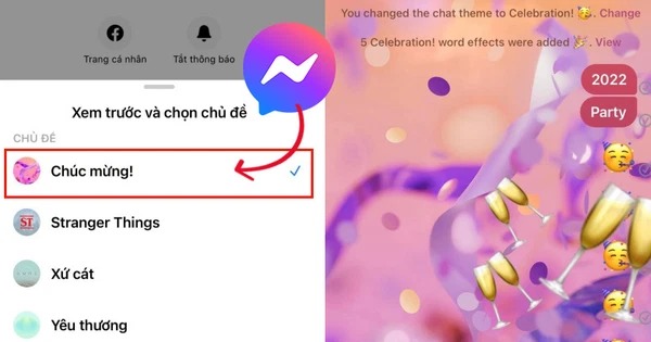 Messenger vừa update thêm theme mới siêu xinh dành cho những buổi tiệc tùng cuối năm, check xem tài khoản của bạn đã có chưa?