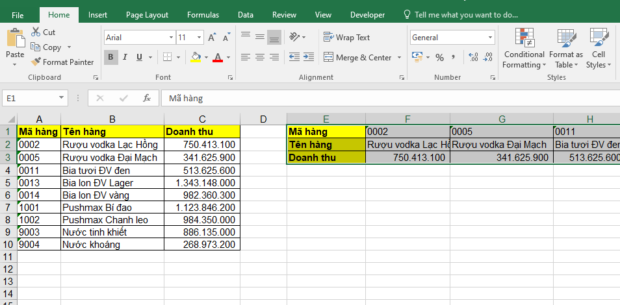 Cách chuyển dữ liệu từ dòng thành cột (và ngược lại) trong Excel