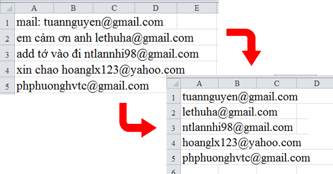 Cách lọc/tách lấy địa chỉ email trong phần thông tin khách hàng