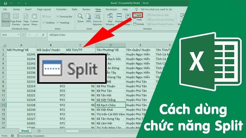 Cách sử dụng chức năng Split trong Excel để chia cột, sắp xếp dữ liệu