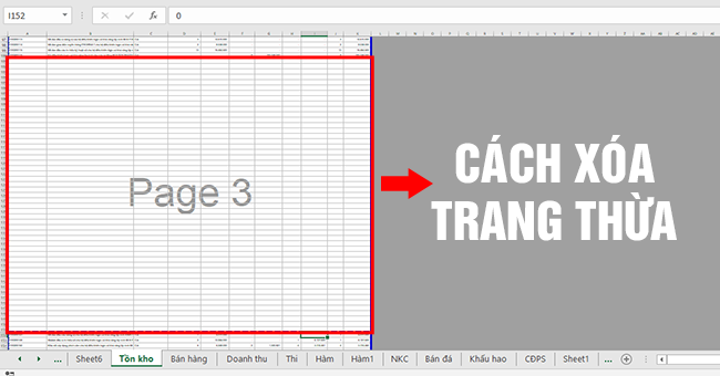 Cách loại bỏ trang thừa, trang không sử dụng trong Excel