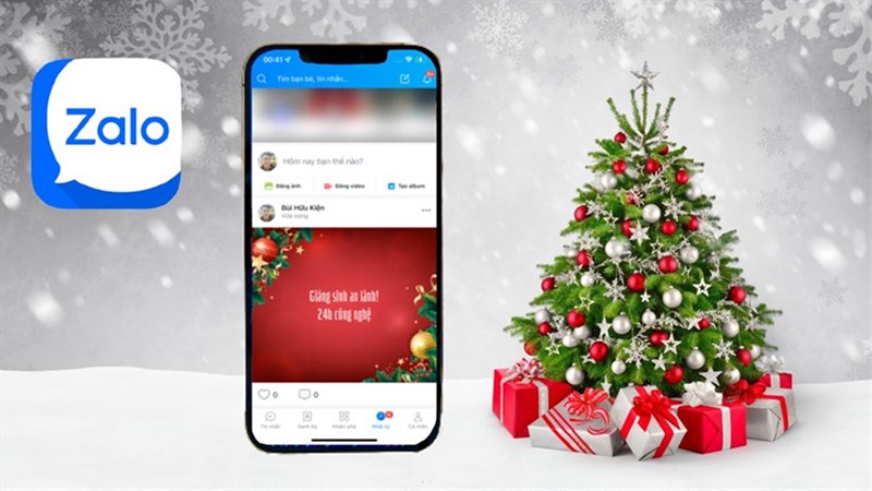 Cách đăng trạng thái trên Zalo với hình nền và hiệu ứng Giáng sinh, để bạn gửi lời chúc tốt đẹp đến bạn bè và người thân